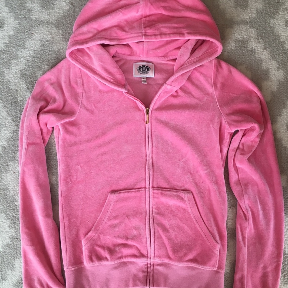 Juicy Couture Kids Pink Velour Track Zip Hoodie